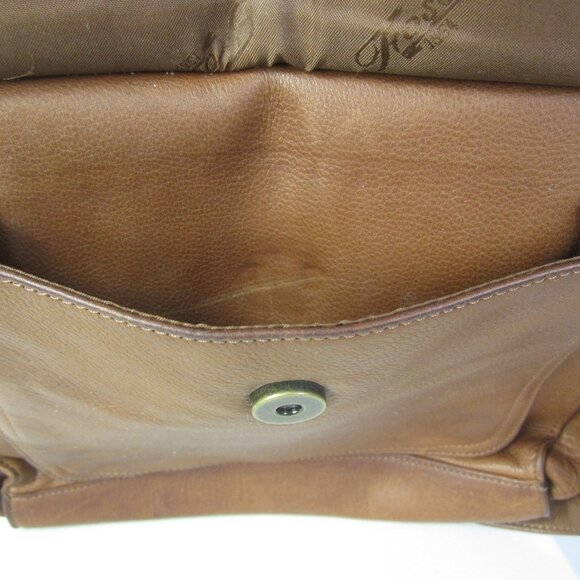 FOSSIL Women Large Brown Leather Organizer Crossbody Shoulder Bag Brass Hardware - Picture 7 of 15